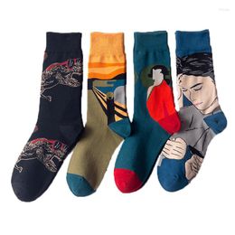 Men's Socks Men Fashion Cotton Unisex Pattern Cartoon Harajuku Funny Personality Novelty Summer Breathable Streetwear Casual Quality