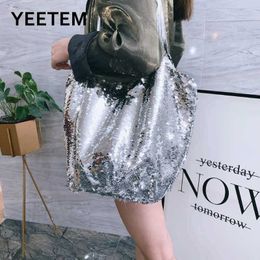 Sequin Çanta Kore versiyonu tek omuz diyagonal çanta basit bez çantalar büyük kapasiteli kadın çantaları 221106