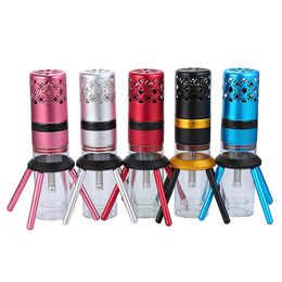 Colorful Rocket Style Pipes Kit With LED Lamp Dry Herb Tobacco Waterpipe Filter Bowl Removable Hand Car Vehicle Hookah Shisha Smoking Cigarette Bong Holder
