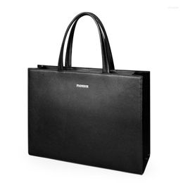 Briefcases PADIEOE Business Men's Briefcase Portable Leather Bag Tote Large Capacity File Cowhide