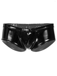 Men's Shorts Mens Low Rise Wet Look Patent Leather Briefs Bulge Pouch Elastic Waistband Soild Colour Underpants Underwear For Anniversary