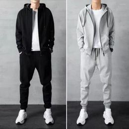 Gym Clothing Sportswear 2 Pcs/Set Trendy Ankle-banded Hoodie Pants Suit Casual Solid Colour For Work
