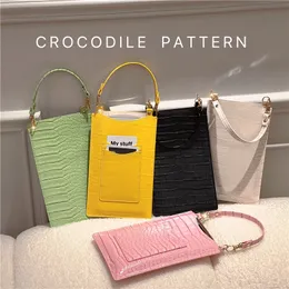 Universal Crocodile Print Leather Handbag for iPhone Samsung LG Google Sony Cellphone Card Slot Alligator Wallet Purse Phone Bag Fashion Women