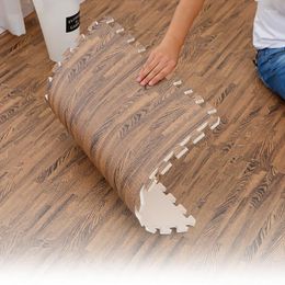 Teppiche Nachahmungsholzbodenmuster Eva Schaum Puzzle Matte Baby Spiel Schlafzimmer weiche ineinandergreifende Kinder Teppich Krabbeln Teppichdekoration