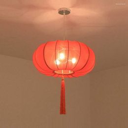 Pendant Lamps Chinese Hand Solid Red Lanterns Restaurant Light Balcony Corridor Hanging Lamp Pastoral Hallway Bedroom