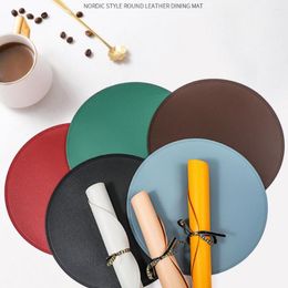 Table Mats Leather Placemat Nordic Style PVC Round Heat Insulation Pad Restaurant El Mat Color