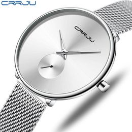 Crrju Frauen Uhren Luxus Ladies Watch Mode minimalistische wasserdichte Slim Band Uhren für Frauen Reloj Mujer 201215226a