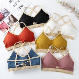 Yoga Outfit Beautiful Back Sports Sexy Bra For Women Tube Top Elastic Thread Sling Wrap Chest Fitness Pad Gym Tops Underwear