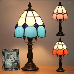 Table Lamps Dia 16cm Mediterranean Sea Tiffany Art Glass Lamp For Foyer Bed Room Bar Apartment Reading Light H 32cm 1057