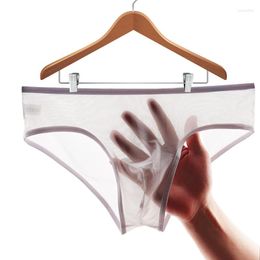 Underpants Men's Underwear Male Briefs Sexy Transparent Gauze Thin Breathable Youth Low Waist Pants