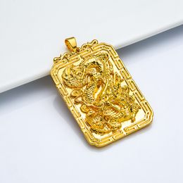 Dragon Pattern Men Pendant Solid Hip Hop Male 18k Yellow Gold Filled Classic Handsome Jewellery Gift