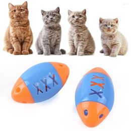 Cat Toys 2PCS Interactive Ball Toy Plastic Rugby Small Kitten Chase Bell Hollow Out For Pets