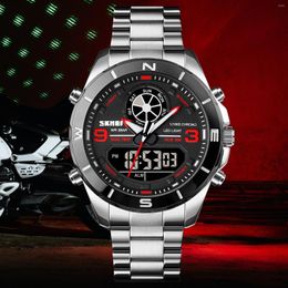 Wristwatches SKMEI Digital Watches EL Stainless Steel 2Time Dual Movement Waterproof Sports Full Touch Screen Classic Relogio Masculino1839