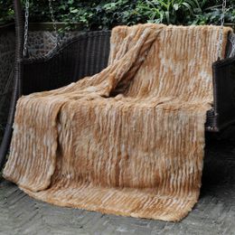 Blankets CX-D-10Q Custom 150 200cm Natural Colour Knit Fur Throw Blanket For Bedroom