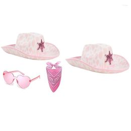 Berets Pink Cowboy Caps Western Cowgirl Hat For Women Girl Po Props Bandana