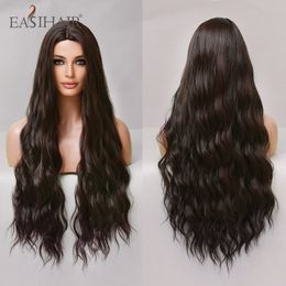 Natural Brown Black Wigs for Women Long Water Wave Synthetic Women Wigs for Daily Party Cosplay Heat Resistant Fibersfactory direct