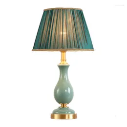 Table Lamps American Green Ceramic Lamp Bed Room Foyer Study Simple FashionDesk Reading Night Light 190140