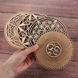 Table Mats 1PC Handmade Coasters Crafts Geometry Tableware Mat Wooden Flower Of Life Shape Laser Cut Wood Placemat Home Decor