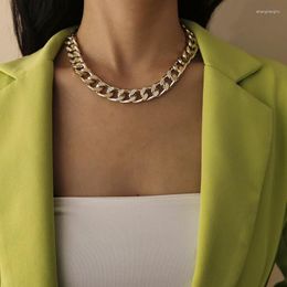 Pendant Necklaces Fashion Gold Silver Colour Geometric Pattern Thick Chain Punk Collar Necklace For Women Vintage Female 2022 Simple Jewellery
