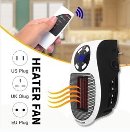 Portable Electric fans Heater Plug in Wall heating fan Room Heating Stove Household Radiator Remote Warmer Machine 500W Device