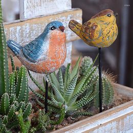 Decorative Figurines Handmade Vintage Cement Small Bird Stakes Garden Decor