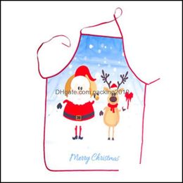 Other Festive Party Supplies Party Decoration Household Kitchen Erall Aprons Christmas Apron Snowman Santa Claus Print Holiday Orn Dhjul