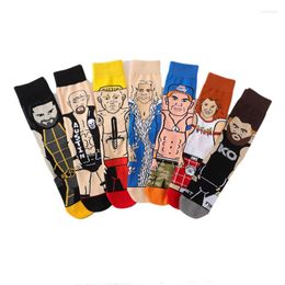 Men's Socks Trend Men Personality Wrestling Pattern Cotton Leisure Sports Stockings