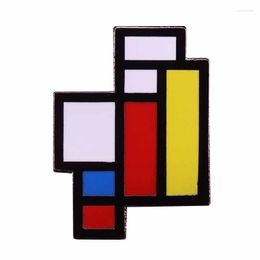 Brooches Mondrian Art Brooch Geometric Abstract Painting Badge Authentic Bricks Pin Simple Modern Shirt Jackets Decor