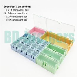 20 piezas Establecer Caja de almacenamiento de componentes originales Cajas de componentes cuadrados IC SMT SMD Wen Tai que contiene kit de caja 10 sets Lot291q