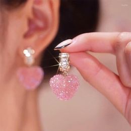 Stud Earrings Pink Fudge Love Sweet Girl Cute Heart For Women Korean Fashion Earring Daily Birthday Party Jewelry Gifts