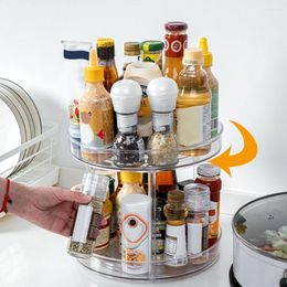 Hooks 360 Rotation Kitchen Ingredient Spice Jar Organiser Holder Drink Cosmetic Storage Rack PET Transparent Turntable Bottle Bracket