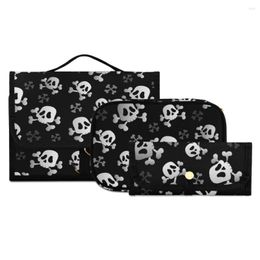 Cosmetic Bags 3pcs Lot Skull Printed Bag Women Waterproof Toiletry Carton Necessaire Kit Wash Travel Female Make Up Three Pieces