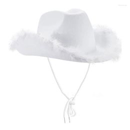 Berets Feather Decor Fedora Hats For Women Men Thick Cowboy Casual Party Show