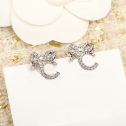 2023 Luxury quality charm stud earring with all sparkly diamond and knot shape design have box stamp PS4362A