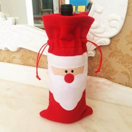 Christmas Decorations Wine Bottle Cover Holiday Santa Claus Champagne Red Merry Decor For Home Ornaments