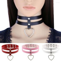 Choker Decopunk Hollow Heart Pendant Leather Necklace Layer Chockers Vintage Gothic Jewellery Goth For Women 2022 Collier