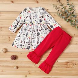 Clothing Sets 2022 Baby Kids Fashion Comfort Long Sleeve Flared Pants Tidal Two-Piece Christmas Teenage Girls