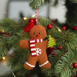 Christmas Decorations 1Pcs 3Pcs Decoration Small Hanging Lanyard Gingerbread Man Dolls Xmas Ornament Toy Brwon