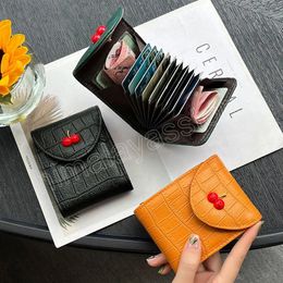 Women Card Holder Fashion Ladies Small Wallet Female Vertical Cherry Coin Purse Anti-theft Brush Bank Credit Card Case