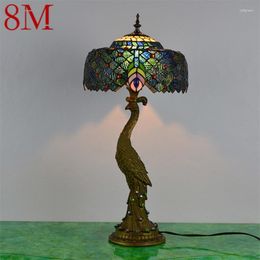 Table Lamps 8M Tiffany Lamp Peacock Contemporary Retro Creative Decoration LED Light For Home