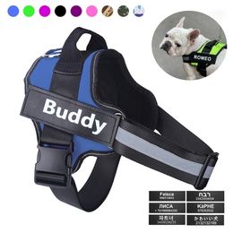 Dog Collars Leashes Personalised Harness No Pull for Small Large Reflective Pet Vest French Bulldog ID Custom Patch Supplies 221109