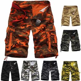 EL BARCO Cotton Camouflage Casual Shorts Men Summer Black Khaki Yellow Military Army-Green Orange Grey Male Cargo Shorts Trouser X0601