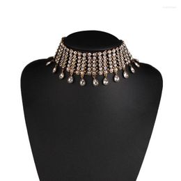 Choker Elegant Women Neckalce Full Clear Rhinesstone Crystal Gold Siver Color Chain Collar Bib Statement Necklace