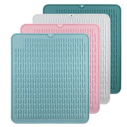 Table Mats Foldable Silicone Drying Mat Heat Insulation Pot Holder Protector Dish Cup Draining Pad Placemat HFing