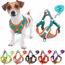 Dog Collars Reflective Harness Leash Set No Pull Outdoors Travel Pet Chest Strap Vest Walking Running Dogs For Small Meduim