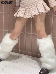 Socks Hosiery KOSAHIKI Faux Fur Leg Warmers Jk Boots Socks Women Harajuku Y2k Lolita Fluffies Boot Cover Fur Winter Spice Warming Foot Sleeve T221107