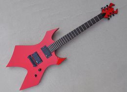 Red Unusual Electric Guitar with EMG Pickups 24 Frets Rosewood Fretboard Can be Customised