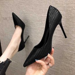 Sandals Black High Heels Women's Stiletto Pumps 2023 Spring and Autumn Fragrance French Girl Sexy Professional Pointed Shoes Women L221107
