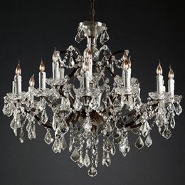 Großhandel 19. C. Rococo Eisenkristall runder Kronleuchter LED traditioneller rustikaler Kronleuchter Licht Wohnkultur Foyer Clear Cristal Glanz