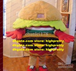 New Brown Hamburger Mascot Costume Mascotte Adult Panettone Bread Roll HAM Burger Bun With Ample Meat Vegetable No.585